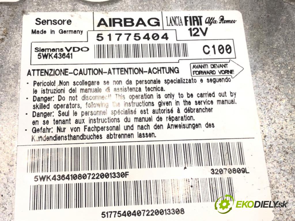 FIAT BRAVO II (198_) 2006 - 2022    1.9 D Multijet (198AXC1B) 110 kW [150 KM] olej napędowy 2007 - 2014  senzor airbag 51775404 (Snímače)
