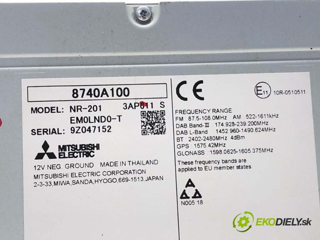 MITSUBISHI OUTLANDER III (GG_W, GF_W, ZJ, ZL, ZK) 2010 - 2022    2.4 Hybrid 4WD (GG3W) 99 kW [135 KM] Hybryda silnik benzynowy / elektryczny 2018 - 2022  Dislpej Navigácia 8740A100 (Prístrojové dosky, displeje)