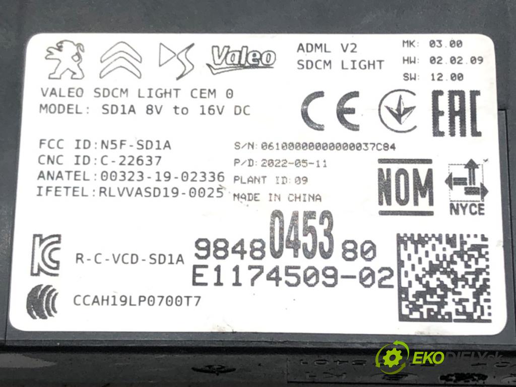 CITROEN C4 III (BA_, BB_, BC_) 2020 - 2022    1.2 PureTech 130 (BAHNSA, BAHNSB) 96 kW [130 KM] benzyna 2020 - 2022  Modul svetiel 9848045380 (Ostatné)