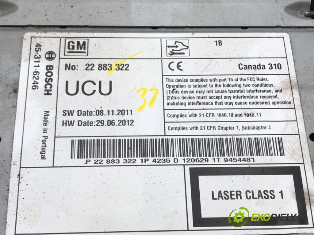 OPEL ASTRA J Sports Tourer (P10) 2010 - 2015    1.7 CDTI (35) 81 kW [110 KM] olej napędowy 2010 - 2015  RADIO 22883322 (Audio zariadenia)