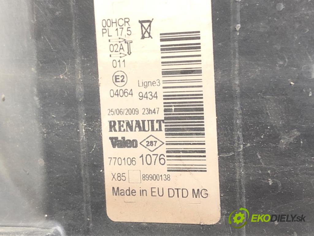RENAULT CLIO III (BR0/1, CR0/1) 2005 - 2014    1.2 16V (BR02, BR0J, BR11, CR02, CR0J, CR11) 55 kW [75 KM] benzyna 2005 - 2014  Svetlomet pravy predný 7701061076