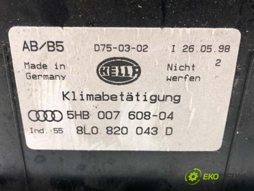 AUDI A3 (8L1) 1996 - 2006    1.8 T 110 kW [150 KM] benzyna 1996 - 2003  Panel ovládania kúrenia 8L0820043D (Prepínače, spínače, tlačidlá a ovládače kúrenia)