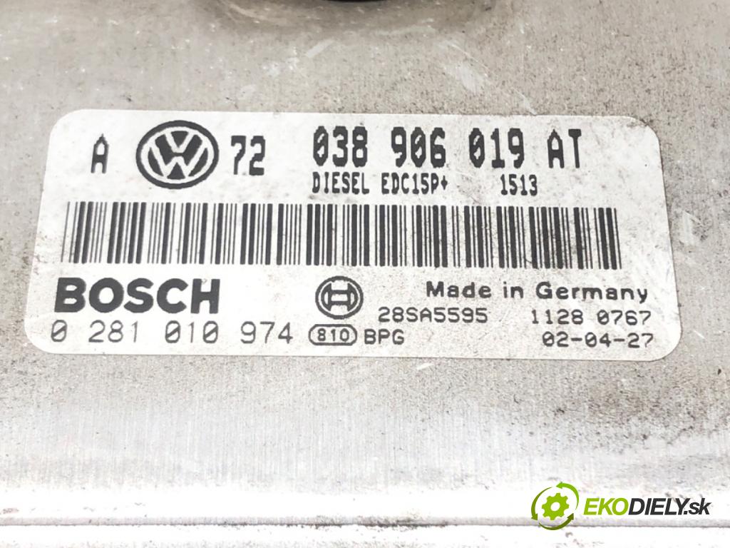 VW GOLF IV (1J1) 1997 - 2008    1.9 TDI 74 kW [101 KM] olej napędowy 2000 - 2005  riadiaca jednotka Motor 038906019AT (Riadiace jednotky)