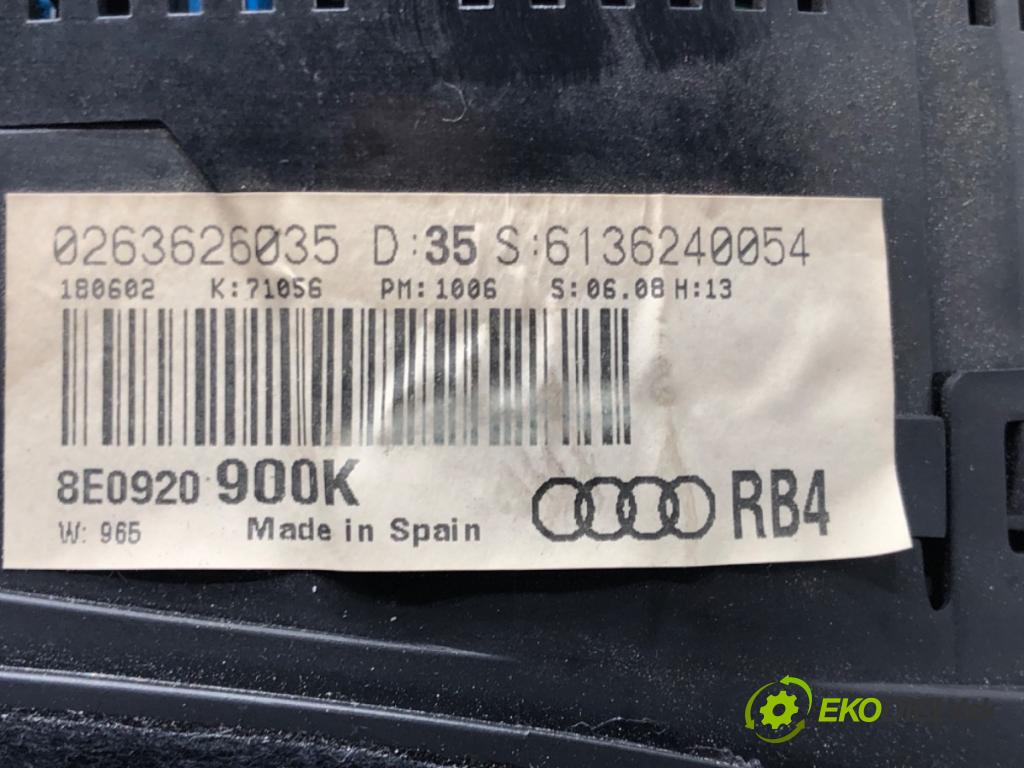 AUDI A4 B6 (8E2) 2000 - 2005    1.9 TDI 96 kW [130 KM] olej napędowy 2000 - 2004  Prístrojovka 8E0920900K (Prístrojové dosky, displeje)