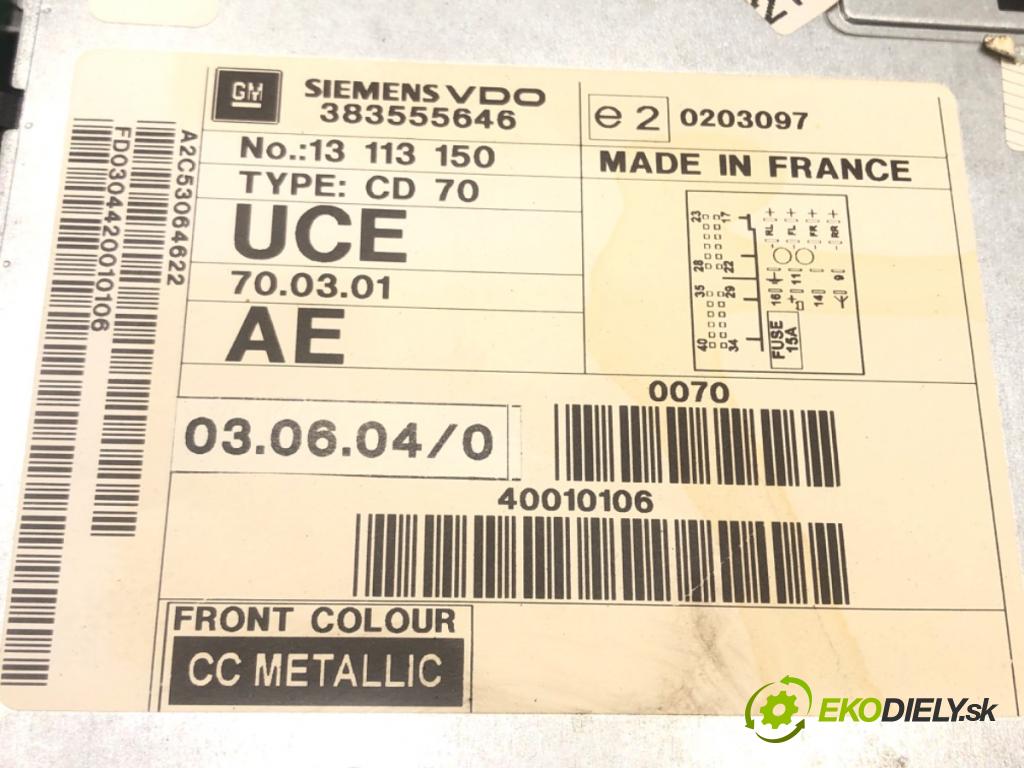 OPEL MERIVA A nadwozie wielkoprzestrzenne (MPV) (X03) 2003 - 2010    1.7 CDTI (E75) 74 kW [100 KM] olej napędowy 2003 - 2010  RADIO 13113150 (Audio zariadenia)