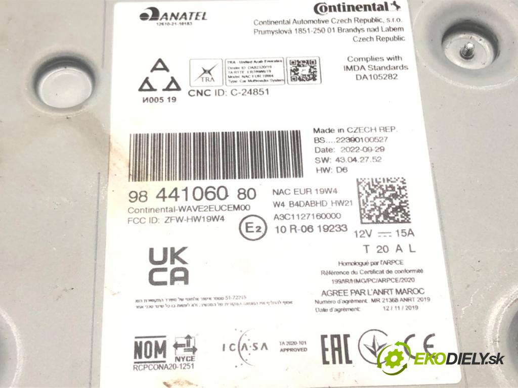CITROEN C4 III (BA_, BB_, BC_) 2020 - 2022    1.2 PureTech 130 (BAHNSA, BAHNSB) 96 kW [130 KM] benzyna 2020 - 2022  RADIO Navigácia 9844106080 (Audio zariadenia)