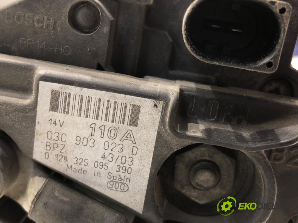 VW GOLF V (1K1) 2003 - 2010    1.6 FSI 85 kW [115 KM] benzyna 2003 - 2008  Alternátor 03C903023D (Alternátory)