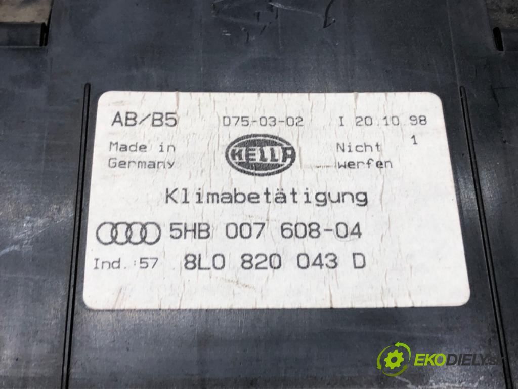 AUDI A3 (8L1) 1996 - 2006    1.6 74 kW [101 KM] benzyna 1996 - 2003  Panel ovládania kúrenia 8L0820043D (Prepínače, spínače, tlačidlá a ovládače kúrenia)