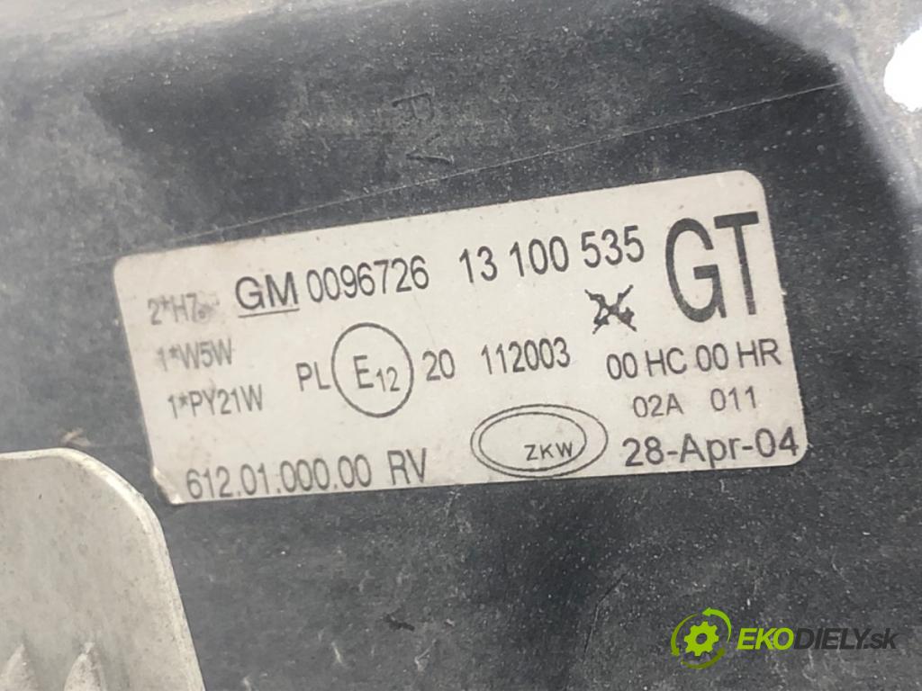 OPEL CORSA C (X01) 2000 - 2009    1.3 CDTI (F08, F68) 51 kW [70 KM] olej napędowy 2003 - 2009  Svetlomet ľavy predný 13100535