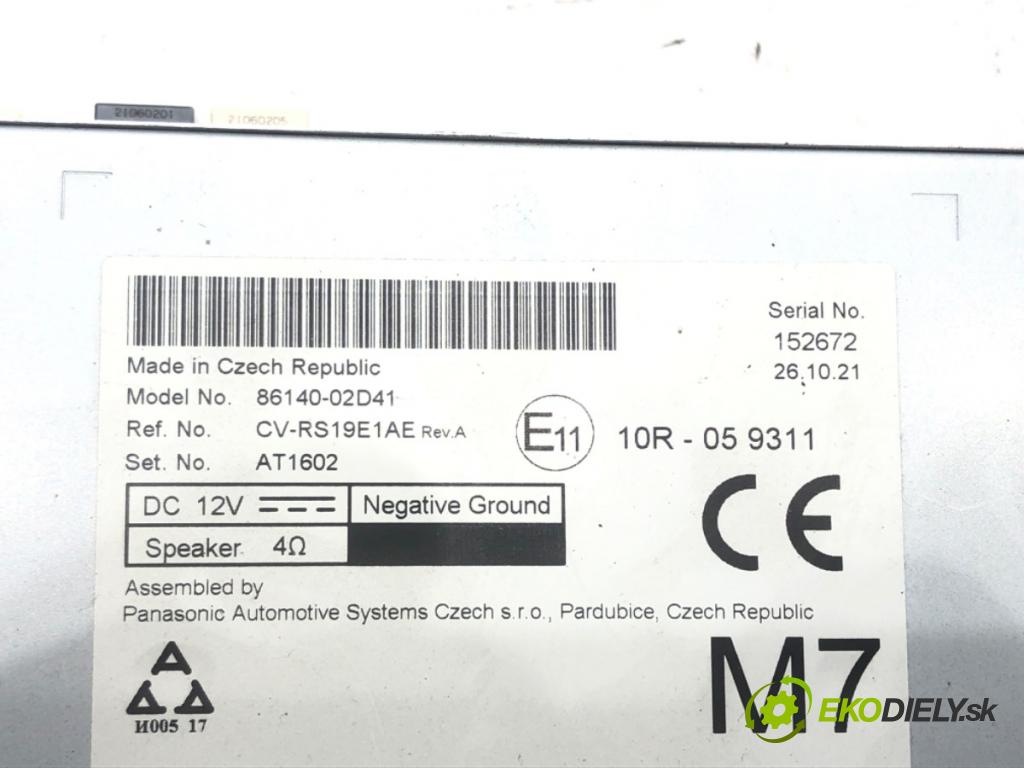 TOYOTA COROLLA sedan (_E21_) 2019 - 2022    1.8 VVTi Hybrid (ZWE211, MZEA12) 72 kW [98 KM] Hybryda silnik benzynowy / elektryczny 2019 - 2022  Dislpej Navigácia 86140-02D41 (Prístrojové dosky, displeje)