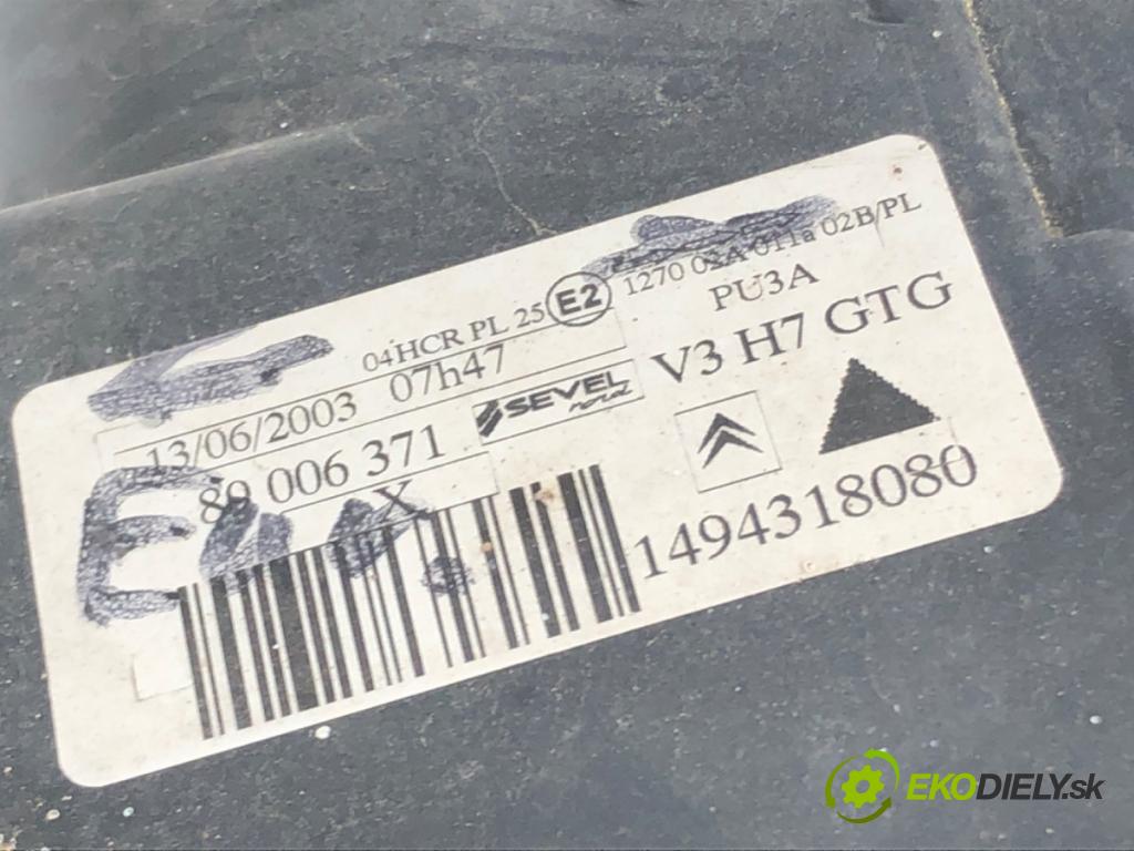 CITROEN C8 (EA_, EB_) 2002 - 2022    2.0 HDi 79 kW [107 KM] olej napędowy 2002 - 2022  Svetlomet ľavy predný 1494318080