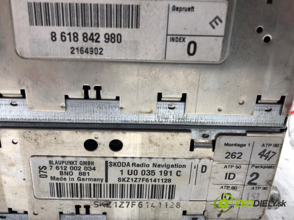 SKODA SUPERB I (3U4) 2001 - 2008    1.8 T 110 kW [150 KM] benzyna 2001 - 2008  RADIO 1U0035191C (Audio zariadenia)