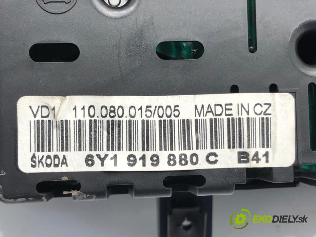 SKODA FABIA I (6Y2) 1999 - 2008    1.4 44 kW [60 KM] benzyna 2000 - 2002  Prístrojovka 6Y1919880C (Prístrojové dosky, displeje)