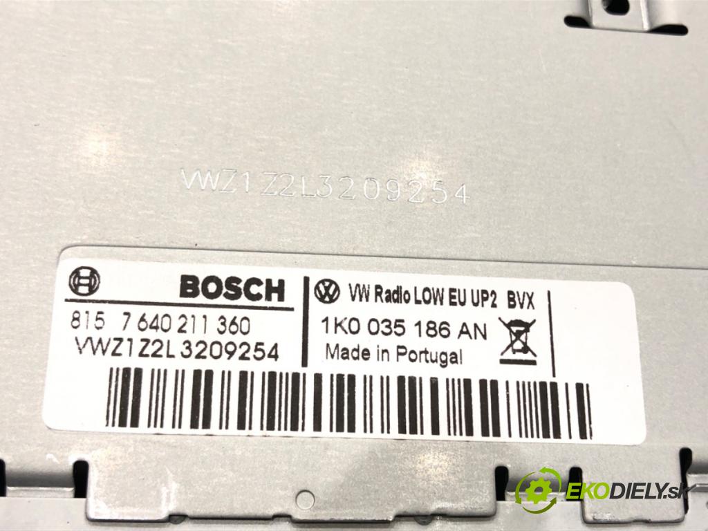 VW GOLF VI (5K1) 2008 - 2014    1.4 TSI 90 kW [122 KM] benzyna 2008 - 2012  RADIO 1K0035186AN (Audio zariadenia)