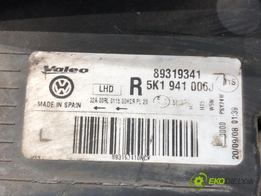 VW GOLF VI (5K1) 2008 - 2014    1.4 TSI 90 kW [122 KM] benzyna 2008 - 2012  Svetlomet pravy predný 5K1941006J