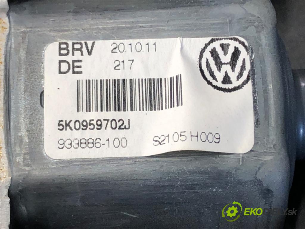 VW GOLF VI (5K1) 2008 - 2014    1.4 TSI 90 kW [122 KM] benzyna 2008 - 2012  mechanismus okna pravý přední část 5K0959702J 5K1837730AA
