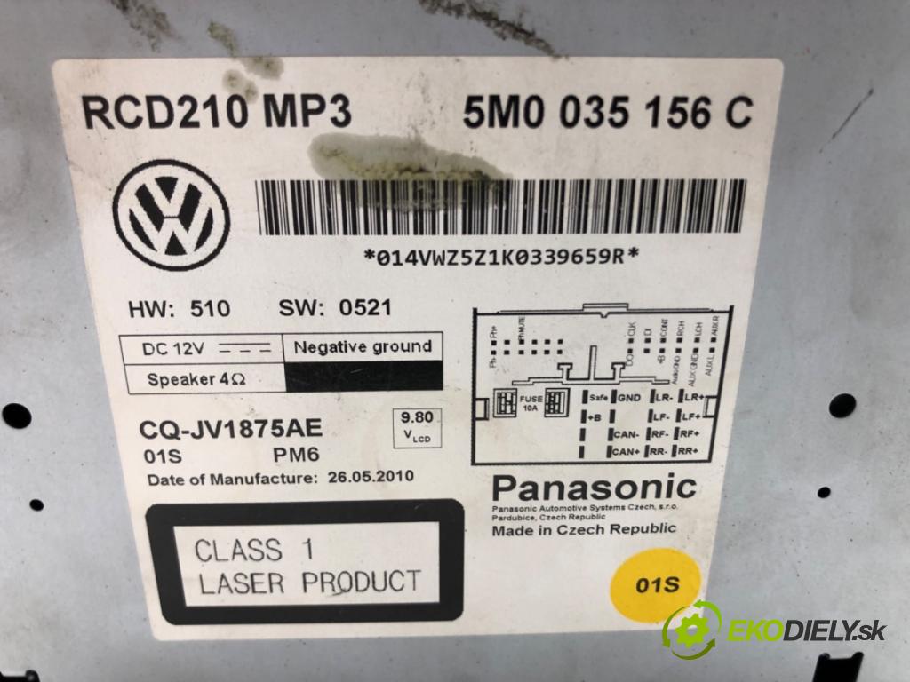 VW POLO V (6R1, 6C1) 2009 - 2022    1.2 TDI 55 kW [75 KM] olej napędowy 2009 - 2022  RADIO 5M0035156C (Audio zariadenia)