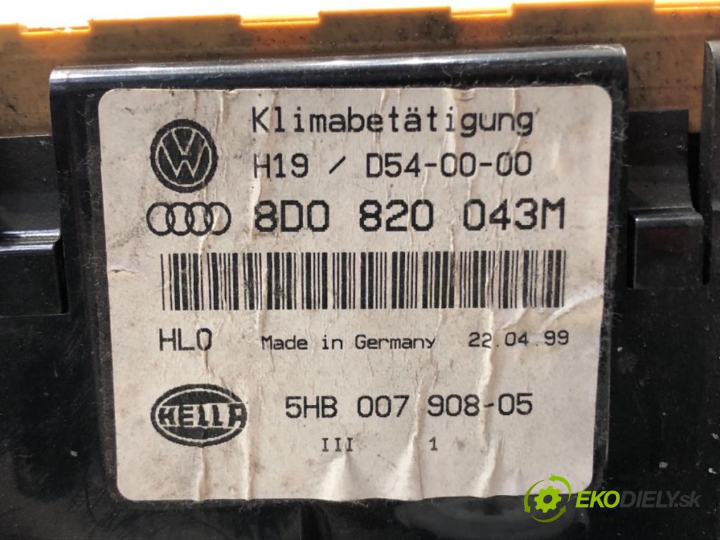 AUDI A4 B5 (8D2) 1994 - 2001    1.8 T 110 kW [150 KM] benzyna 1995 - 2000  Panel ovládania kúrenia 8D0820043M (Prepínače, spínače, tlačidlá a ovládače kúrenia)