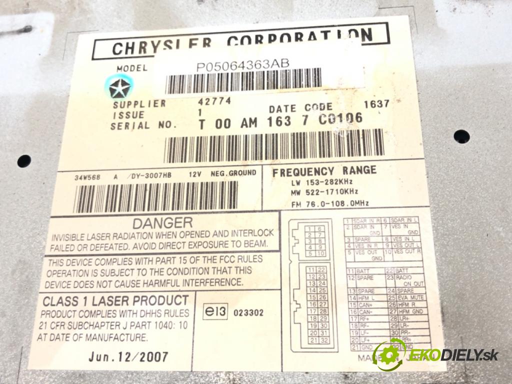 DODGE CALIBER 2006 - 2022    2.0 CRD 103 kW [140 KM] olej napędowy 2006 - 2022  RADIO P05064363AB (Audio zariadenia)