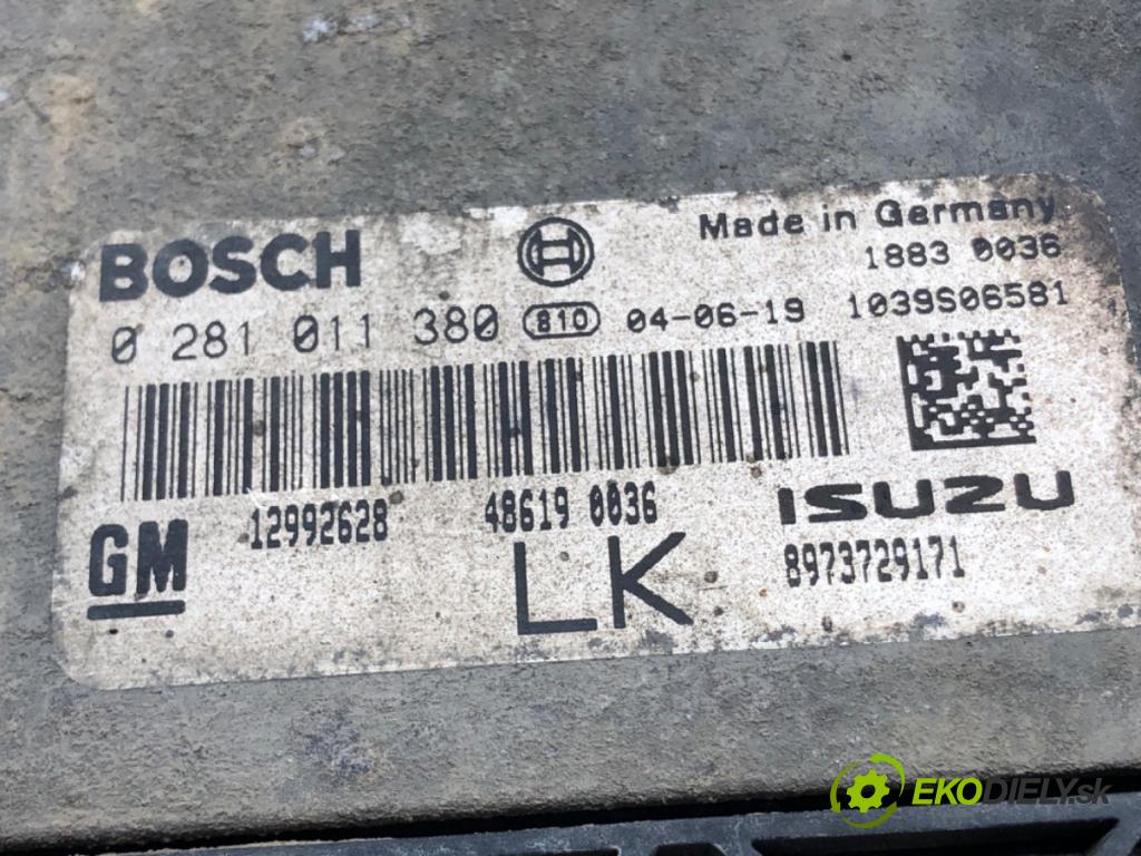 OPEL ASTRA H (A04) 2004 - 2014    1.7 CDTI (L48) 74 kW [100 KM] olej napędowy 2004 - 2010  riadiaca jednotka Motor 0281011380 (Riadiace jednotky)
