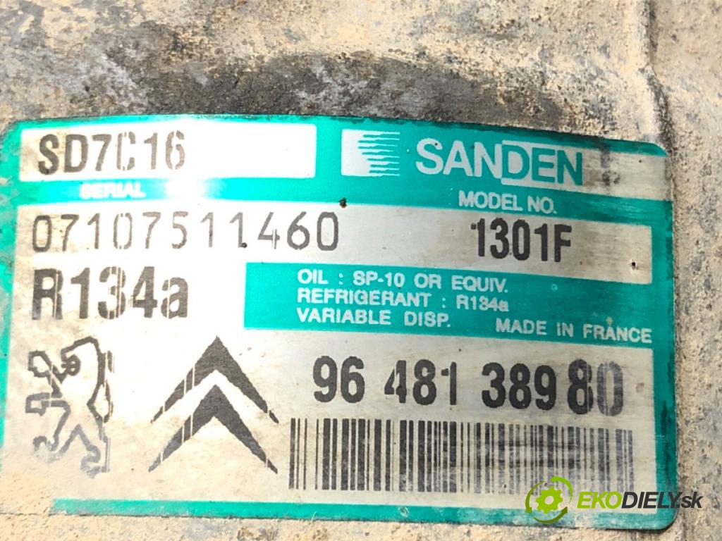 PEUGEOT 407 (6D_) 2004 - 2011    2.0 HDi 135 (6DRHRH, 6DRHRE, 6DRHRG, 6DRHRJ) 100 kW [136 KM] olej napędowy 2004 - 2010  kompresor klimatizace 9648138980 (Kompresory)