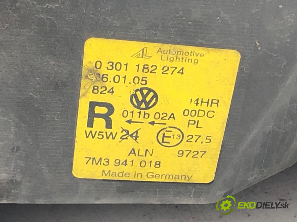 VW SHARAN (7M8, 7M9, 7M6) 1995 - 2010    1.9 TDI 85 kW [115 KM] olej napędowy 2000 - 2010  Svetlomet pravy predný XENON 7M3941018