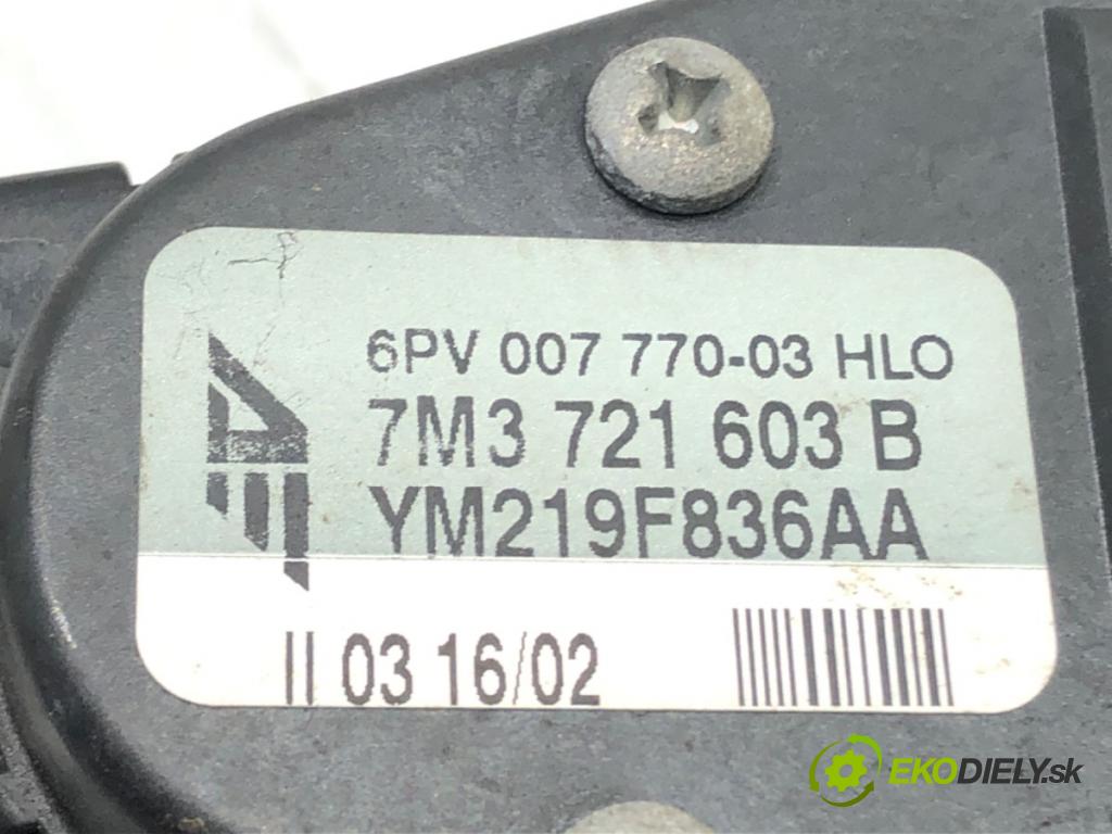 VW SHARAN (7M8, 7M9, 7M6) 1995 - 2010    1.9 TDI 85 kW [115 KM] olej napędowy 2000 - 2010  Potenciometer plynu 7M3721603B (Pedále)