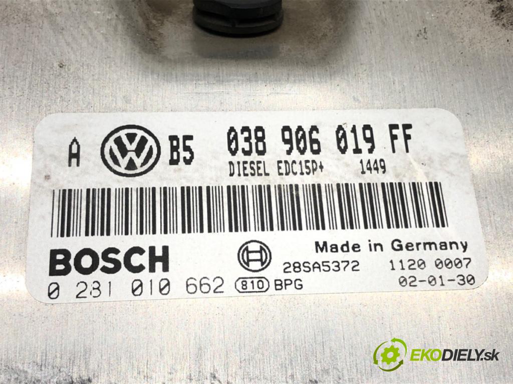 VW GOLF IV (1J1) 1997 - 2008    1.9 TDI 74 kW [101 KM] olej napędowy 2000 - 2005  riadiaca jednotka Motor 038906019FF (Riadiace jednotky)
