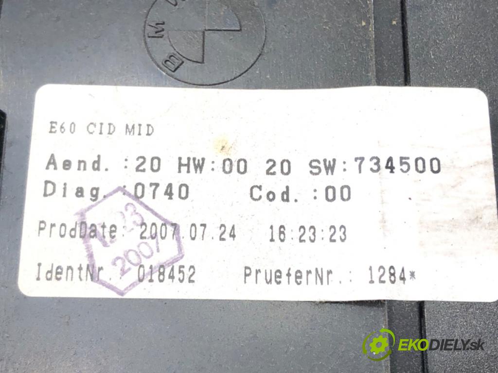 BMW 5 Touring (E61) 2004 - 2010    520 d 120 kW [163 KM] olej napędowy 2005 - 2010  Dislpej 9141807 (Prístrojové dosky, displeje)