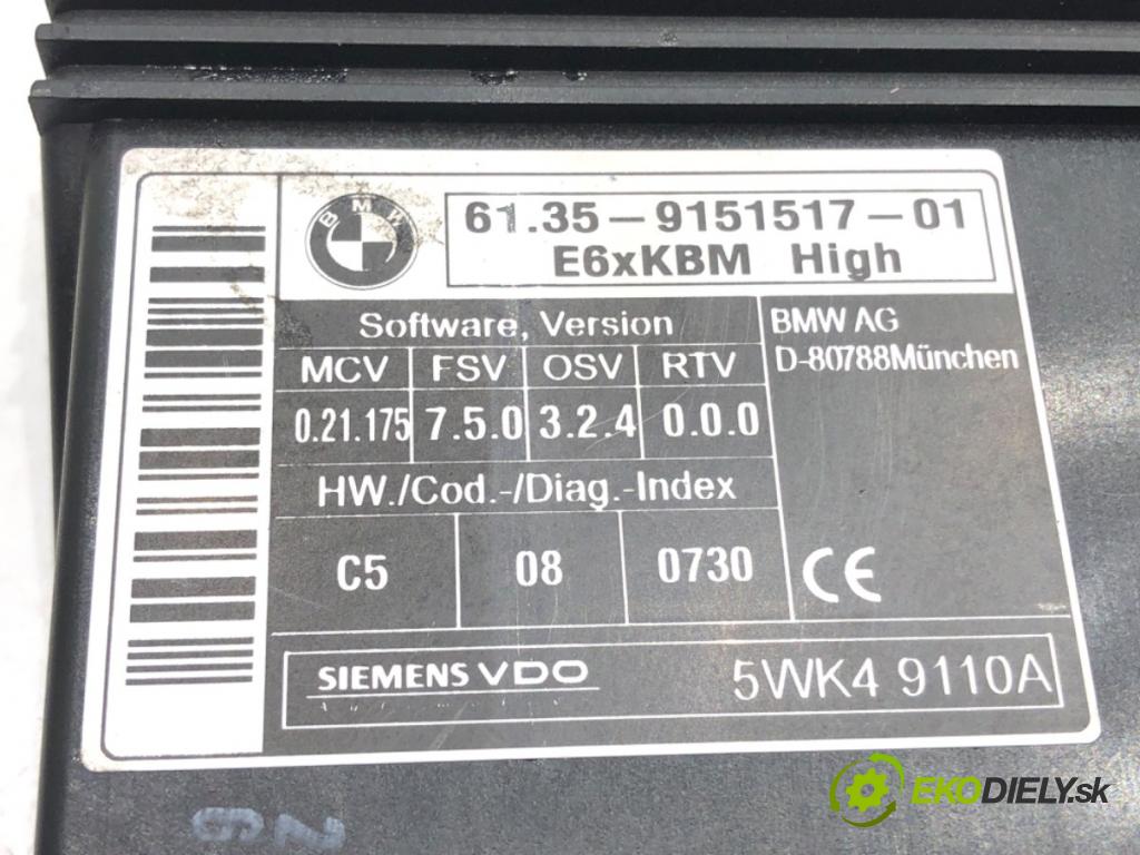 BMW 5 Touring (E61) 2004 - 2010    520 d 120 kW [163 KM] olej napędowy 2005 - 2010  Modul komfortu 9151517 (Moduly komfortu)