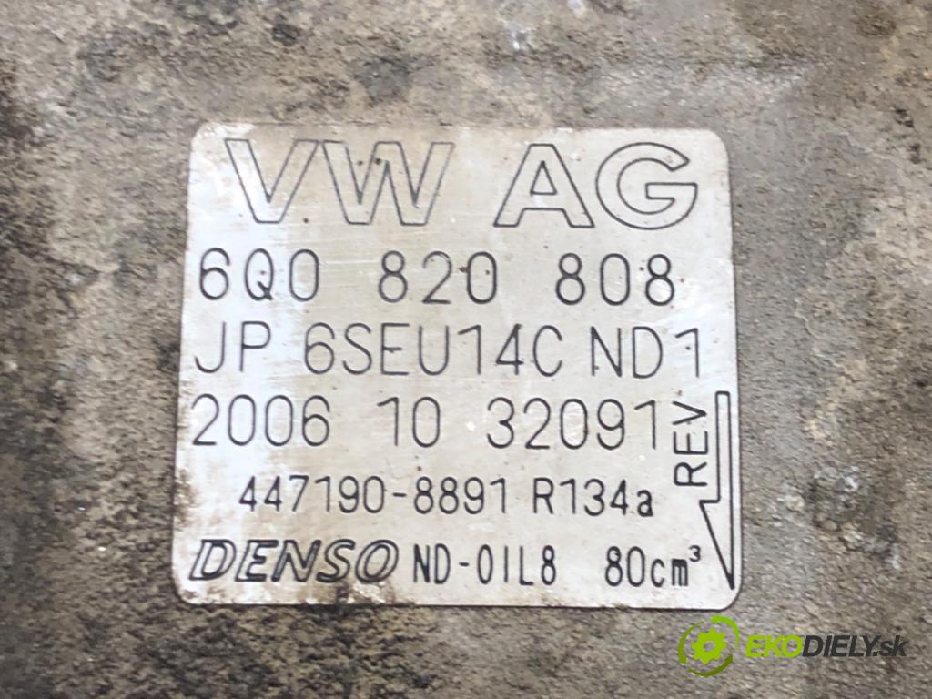 SEAT CORDOBA (6L2) 2002 - 2009    1.4 16V 63 kW [86 KM] benzyna 2006 - 2009  kompresor klimatizace 6Q0820808 (Kompresory)
