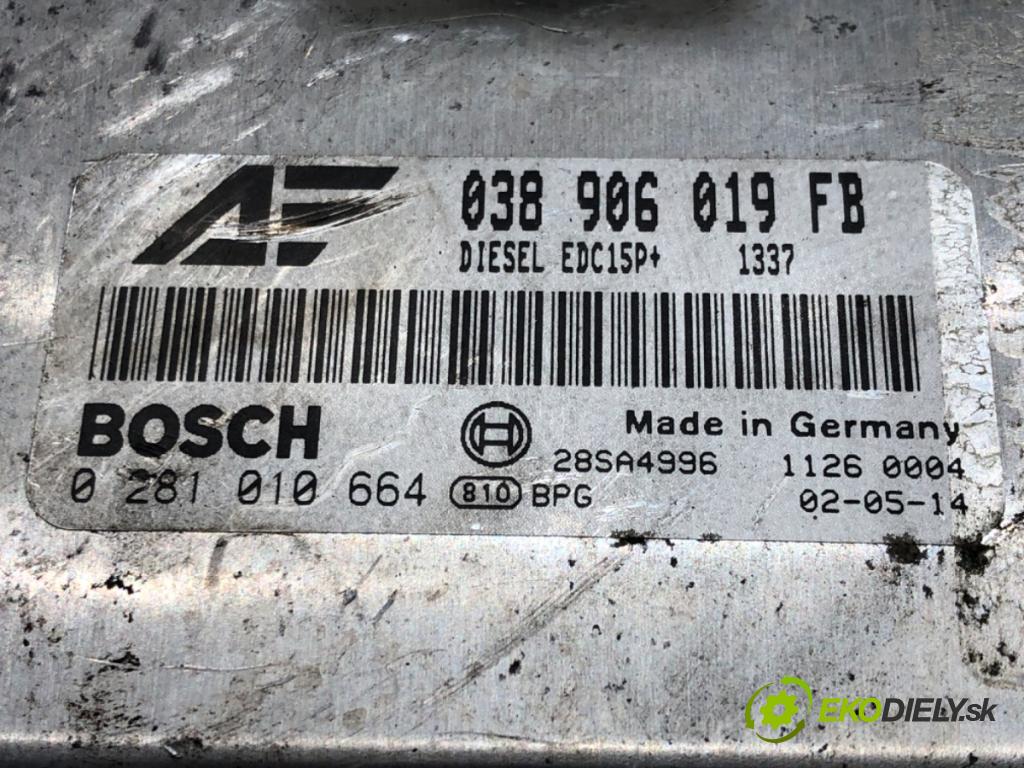 VW SHARAN (7M8, 7M9, 7M6) 1995 - 2010    1.9 TDI 66 kW [90 KM] olej napędowy 1995 - 2010  riadiaca jednotka Motor 038906019FB (Riadiace jednotky)