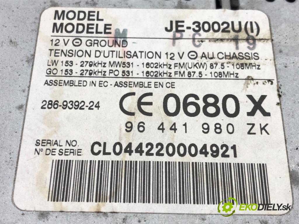 CITROEN C5 I Break (DE_) 2001 - 2004    2.2 HDi (DE4HXB, DE4HXE) 98 kW [133 KM] olej napędowy 2001 - 2004  RADIO 96441980ZK (Audio zariadenia)
