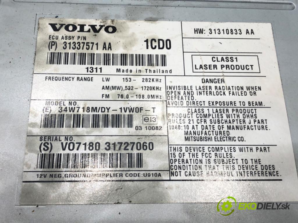 VOLVO V40 liftback (525, 526) 2012 - 2022    D2 84 kW [114 KM] olej napędowy 2012 - 2022  RADIO Menič 31337571