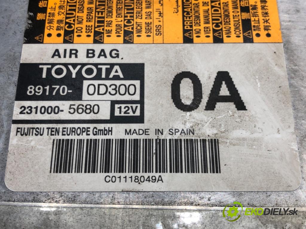 TOYOTA YARIS (_P13_) 2010 - 2022    1.4 D (NLP130_) 66 kW [90 KM] olej napędowy 2011 - 2022  senzor airbag 89170-0D300 (Snímače)