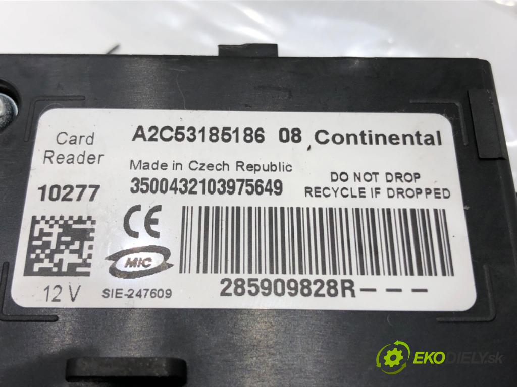 RENAULT MEGANE III liftback (BZ0/1_, B3_) 2008 - 2022    1.6 16V (BZ1B, BZ1H) 81 kW [110 KM] benzyna 2008 - 2022  spinačka čítač KART 285909828R (Spínacie skrinky a kľúče)