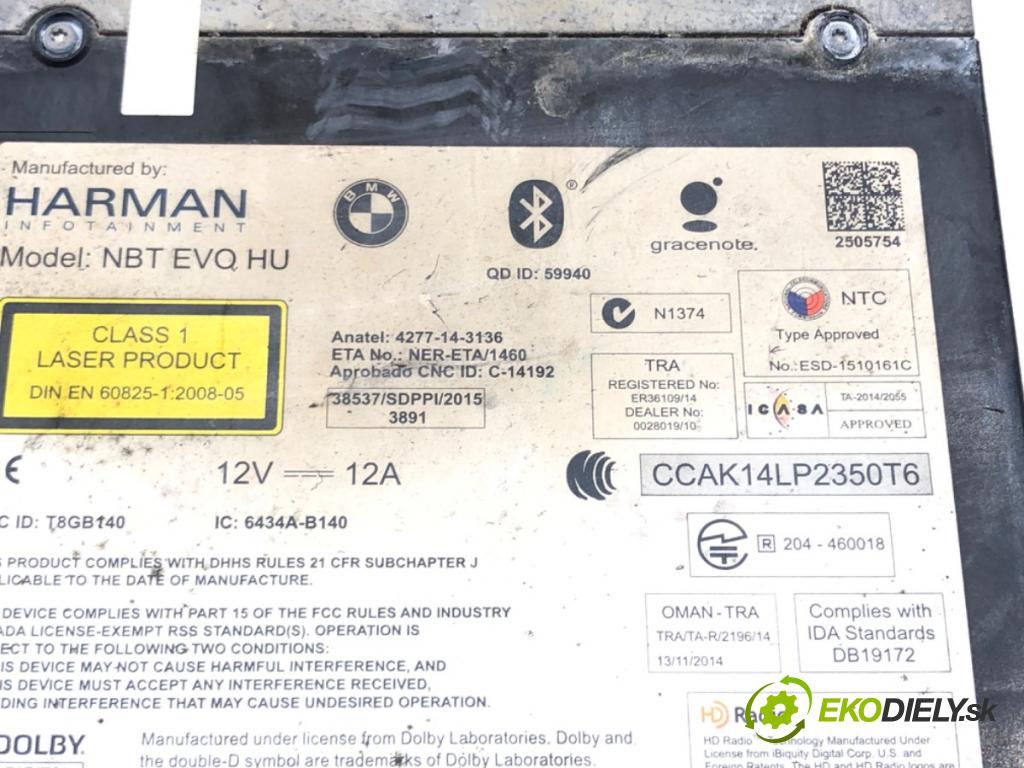 BMW X6 (F16, F86) 2014 - 2019    xDrive 30 d 190 kW [258 KM] olej napędowy 2014 - 2019  RADIO Navigácia 879411801 (Audio zariadenia)