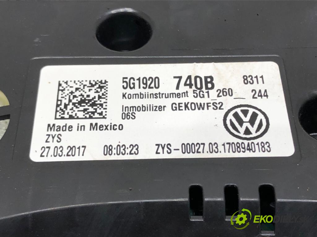 VW GOLF VII (5G1, BQ1, BE1, BE2) 2012 - 2022    1.8 TSI 125 kW [170 KM] benzyna 2013 - 2022  Prístrojovka 5G1920740B (Prístrojové dosky, displeje)