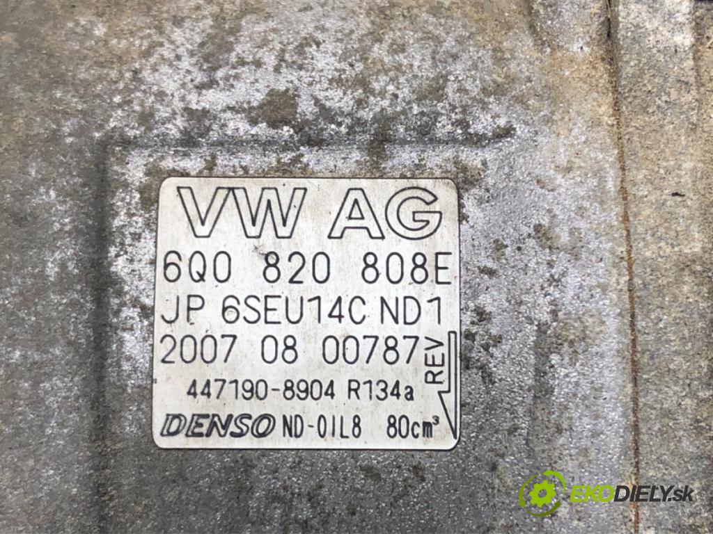VW POLO (9N_, 9A_) 2001 - 2014    1.4 TDI 51 kW [70 KM] olej napędowy 2005 - 2009  kompresor klimatizace 6Q0820808E (Kompresory)