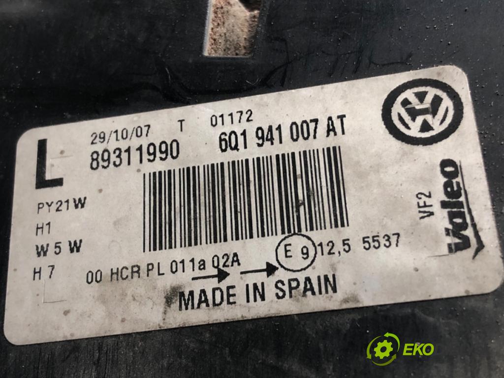 VW POLO (9N_, 9A_) 2001 - 2014    1.4 TDI 51 kW [70 KM] olej napędowy 2005 - 2009  Svetlomet ľavy predný 6Q1941007AT