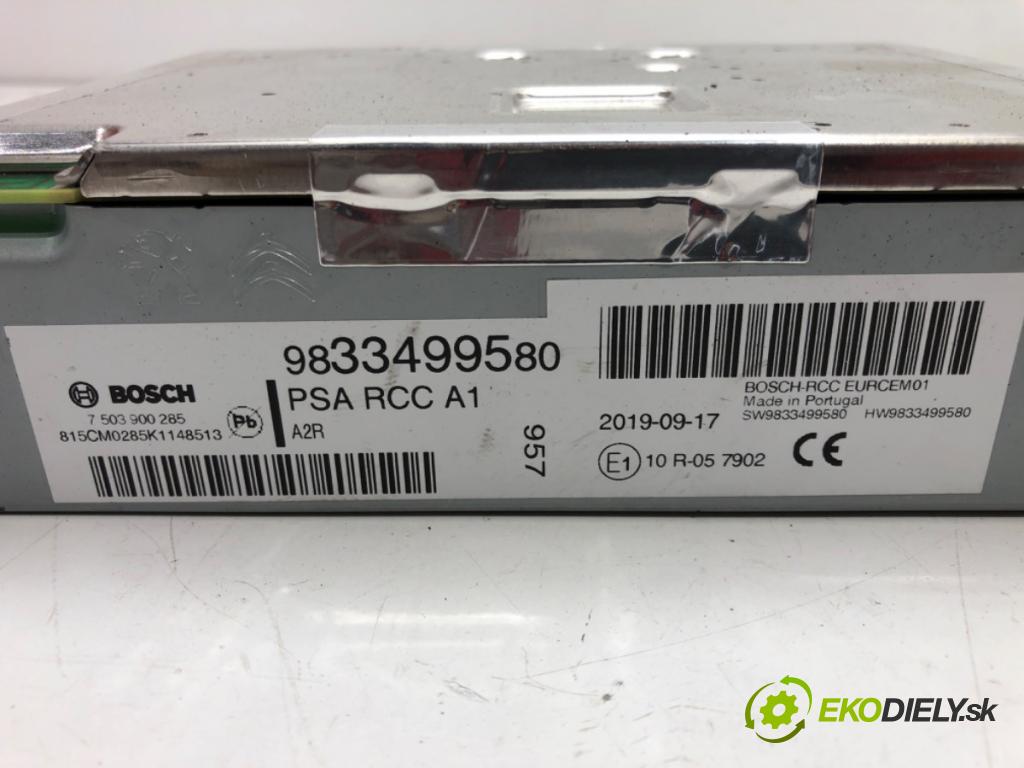 PEUGEOT PARTNER Nadwozie pełne/minivan (K9) 2018 - 2022    1.5 BlueHDi 100 75 kW [102 KM] olej napędowy 2019 - 2022  RADIO 9833499580 (Audio zariadenia)