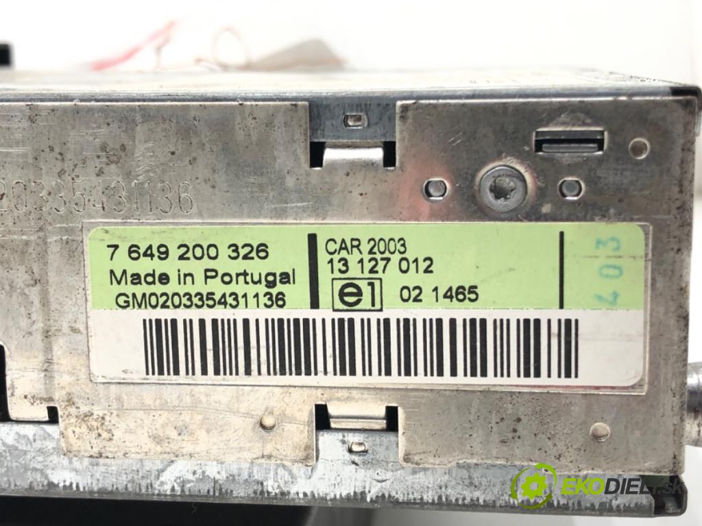 OPEL MERIVA A nadwozie wielkoprzestrzenne (MPV) (X03) 2003 - 2010    1.7 CDTI (E75) 74 kW [100 KM] olej napędowy 2003 - 2010  RADIO 13127012 (Audio zariadenia)