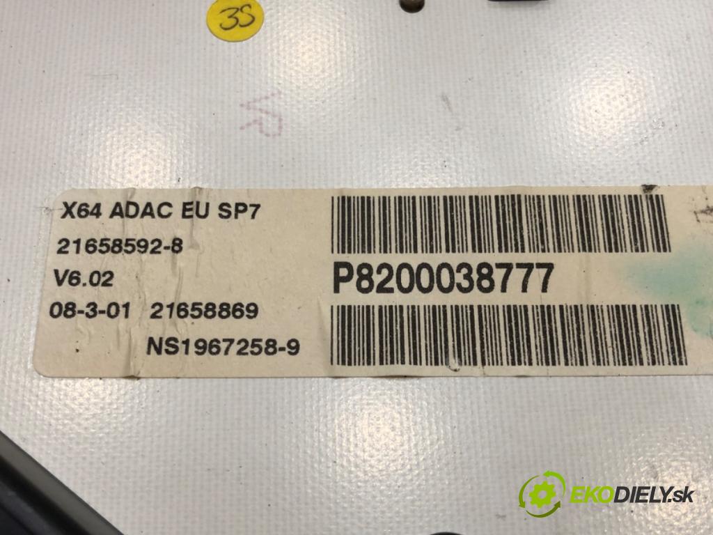 RENAULT SCÉNIC I nadwozie wielkoprzestrzenne (MPV) (JA0/1_, FA0_) 1999 - 2010    1.9 dCi (JA05, JA1F) 75 kW [102 KM] olej napędowy 1999 - 2003  Prístrojovka P8200038777 (Prístrojové dosky, displeje)