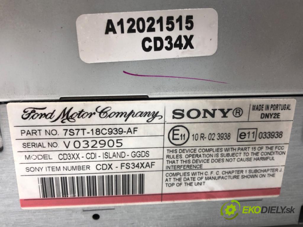 FORD MONDEO IV (BA7) 2007 - 2015    1.8 TDCi 92 kW [125 KM] olej napędowy 2007 - 2015  RADIO 7S7T-18C939-AF (Audio zariadenia)