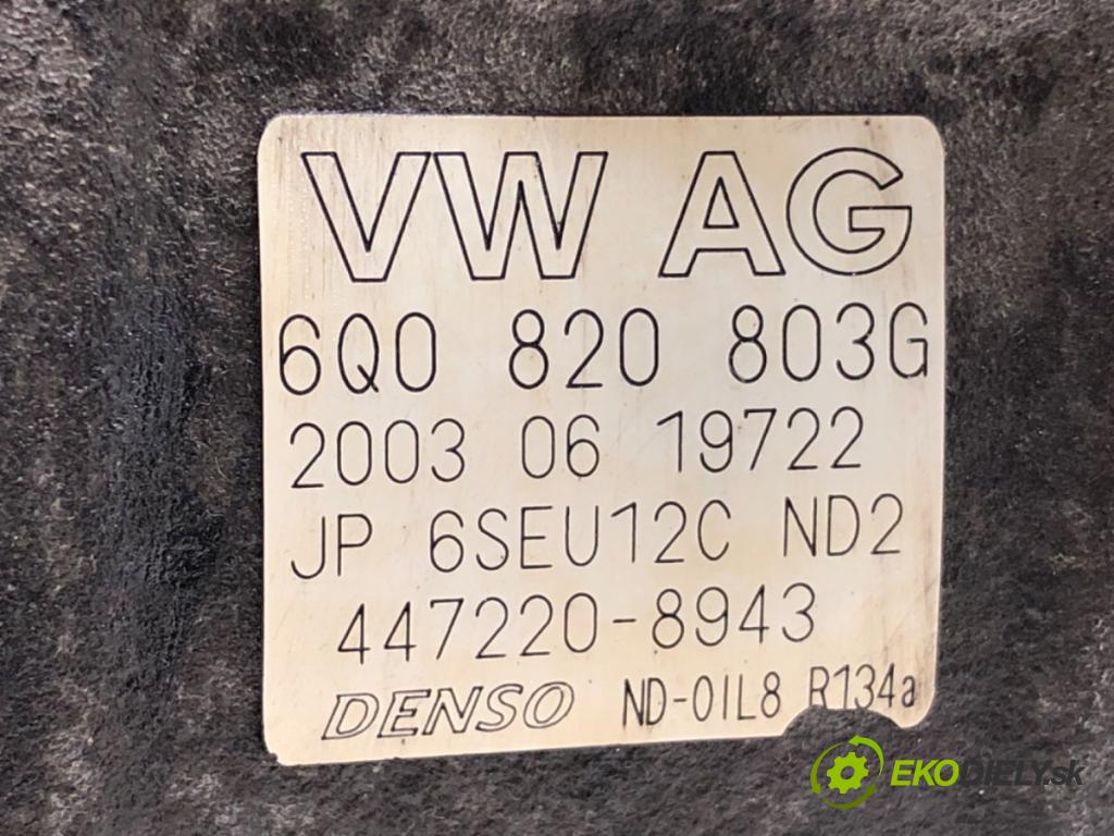 VW POLO (9N_, 9A_) 2001 - 2014    1.2 12V 47 kW [64 KM] benzyna 2001 - 2007  kompresor klimatizace 6Q0820803G (Kompresory)