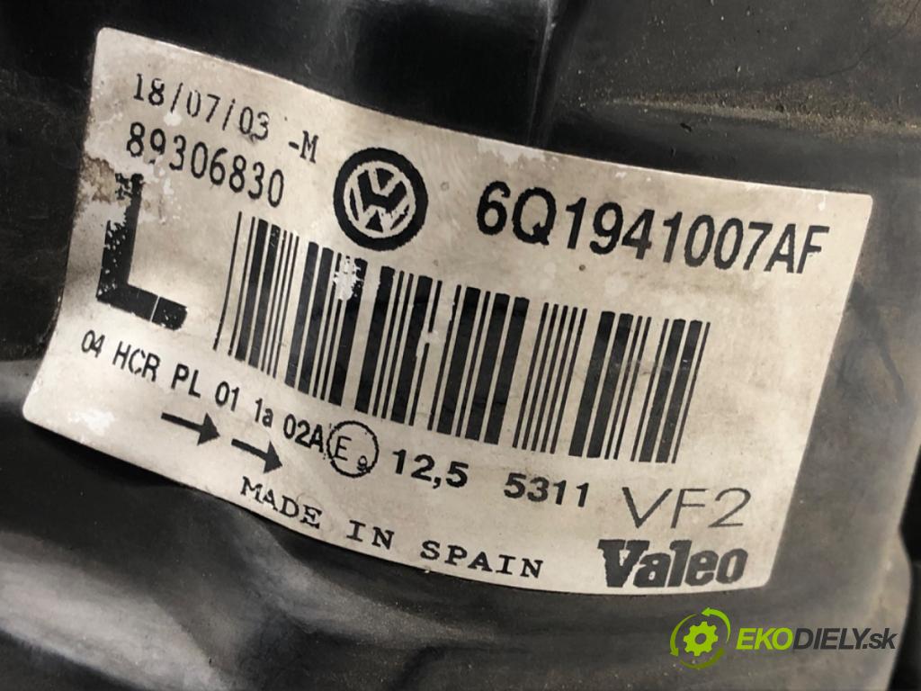VW POLO (9N_, 9A_) 2001 - 2014    1.2 12V 47 kW [64 KM] benzyna 2001 - 2007  Svetlomet ľavy predný 6Q1941007AF