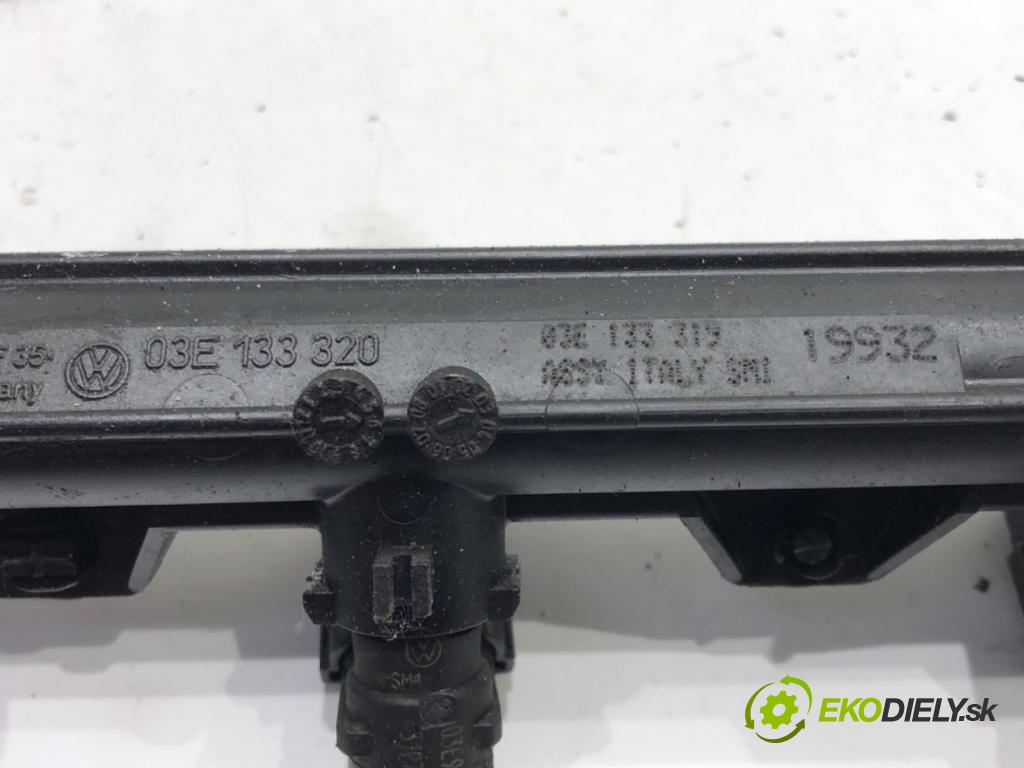 VW POLO (9N_, 9A_) 2001 - 2014    1.2 12V 47 kW [64 KM] benzyna 2001 - 2007  lišta vstřikovací 03E133320 (Vstřikovací lišty)
