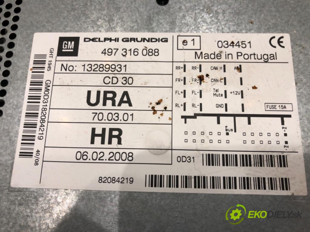 OPEL ZAFIRA B Nadwozie pełne/minivan (A05) 2005 - 2015    1.9 CDTI VAN (M75) 110 kW [150 KM] olej napędowy 2005 - 2015  RADIO 13289931 (Audio zariadenia)