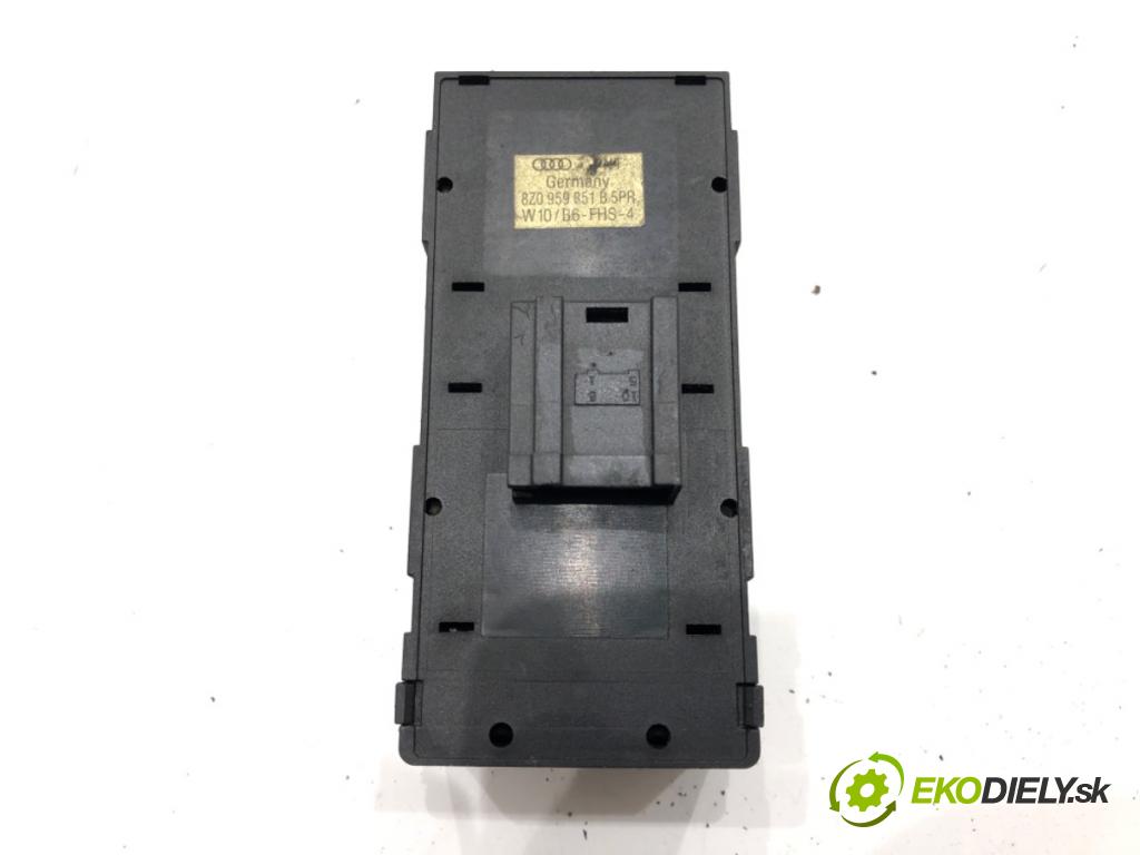 AUDI A4 B6 (8E2) 2000 - 2005    1.9 TDI 96 kW [130 KM] olej napędowy 2000 - 2004  Prepínač okien 8Z0959851B (Prepínače, spínače, tlačidlá a ovládače kúrenia)