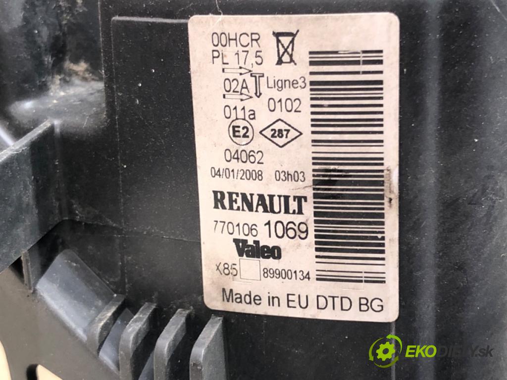 RENAULT CLIO III (BR0/1, CR0/1) 2005 - 2014    1.2 16V (BR0R, BR1D, BR1L, CR0R) 48 kW [65 KM] benzyna 2005 - 2014  Svetlomet pravy predný 7701061069
